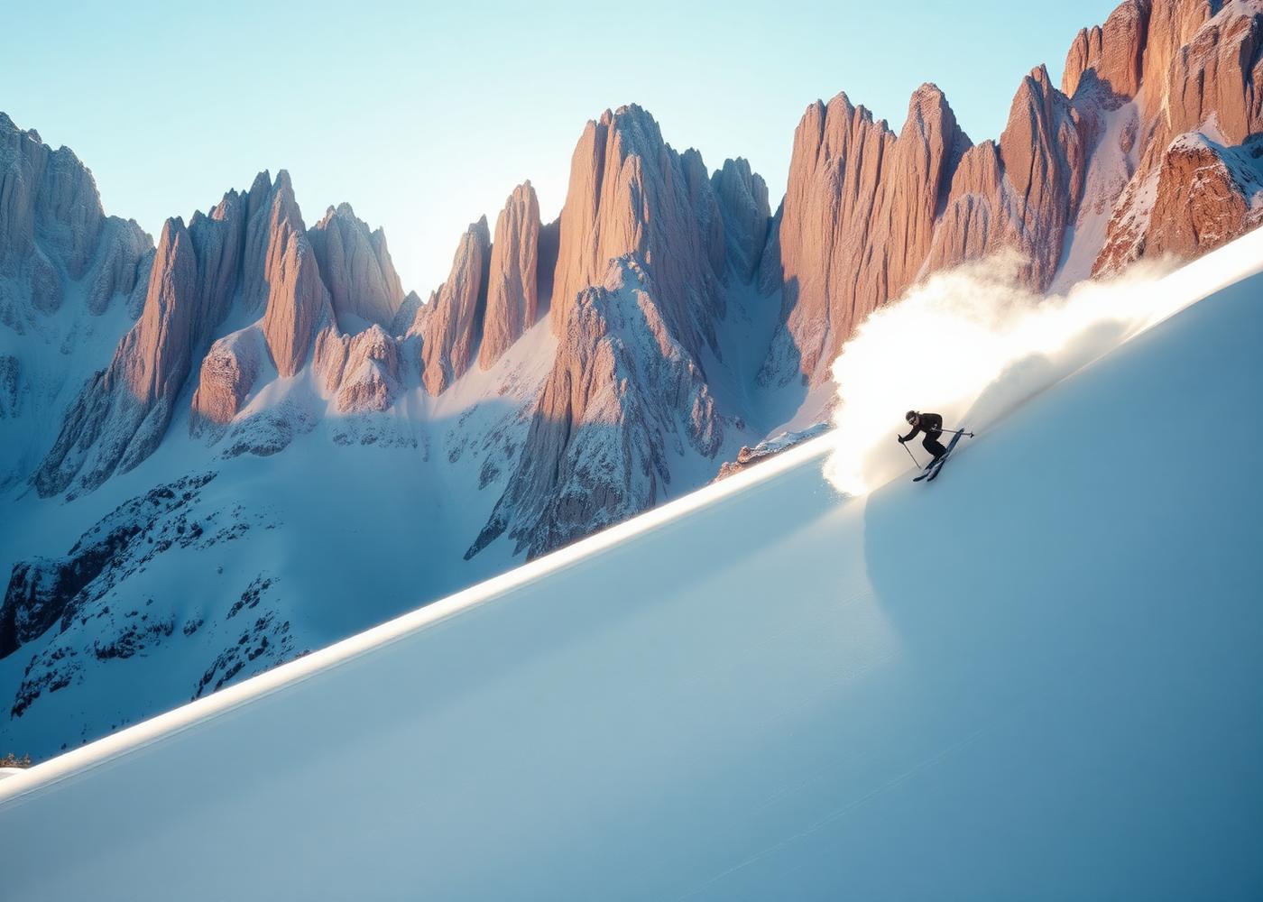 Private ski guiding day on an empty Dolomites piste